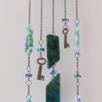 Jazzy Jewels frit on white beads, windchime