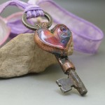 Fuchsia Boro Glass Electroformed Skeleton Key